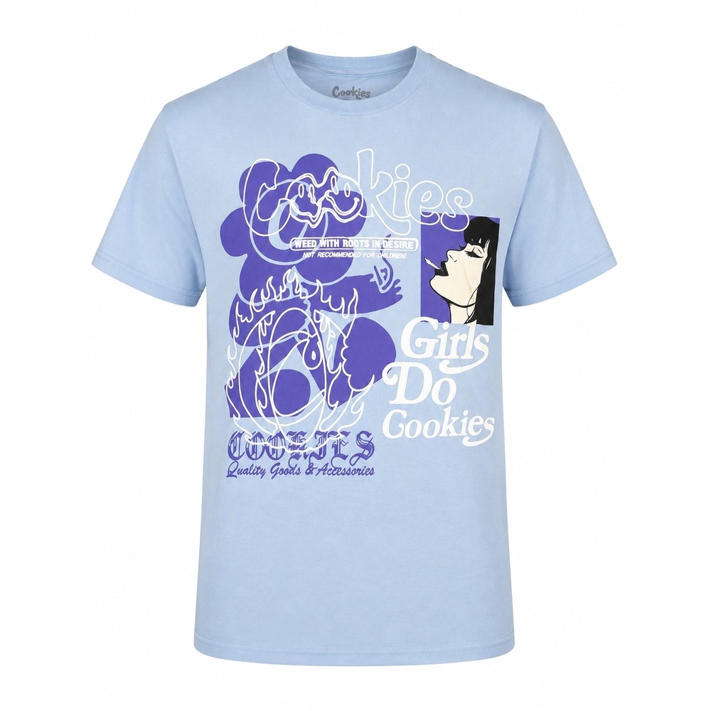 Cookies Girls Do Cookies Light Blue Graphic Tee Medium Streetwear